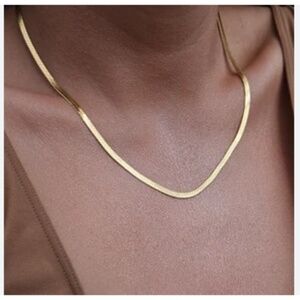 18k Yellow Gold Filled Herringbone Necklace 16 in